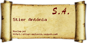 Stier Antónia névjegykártya